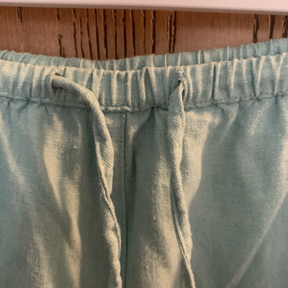 Stephanie Rogers Aqua Linen Blend Pants - Picture 5 of 6